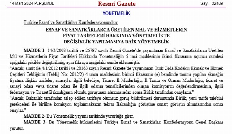 Ekmek ve simit fiyatlarına ‘görüş alma’ koşulu!